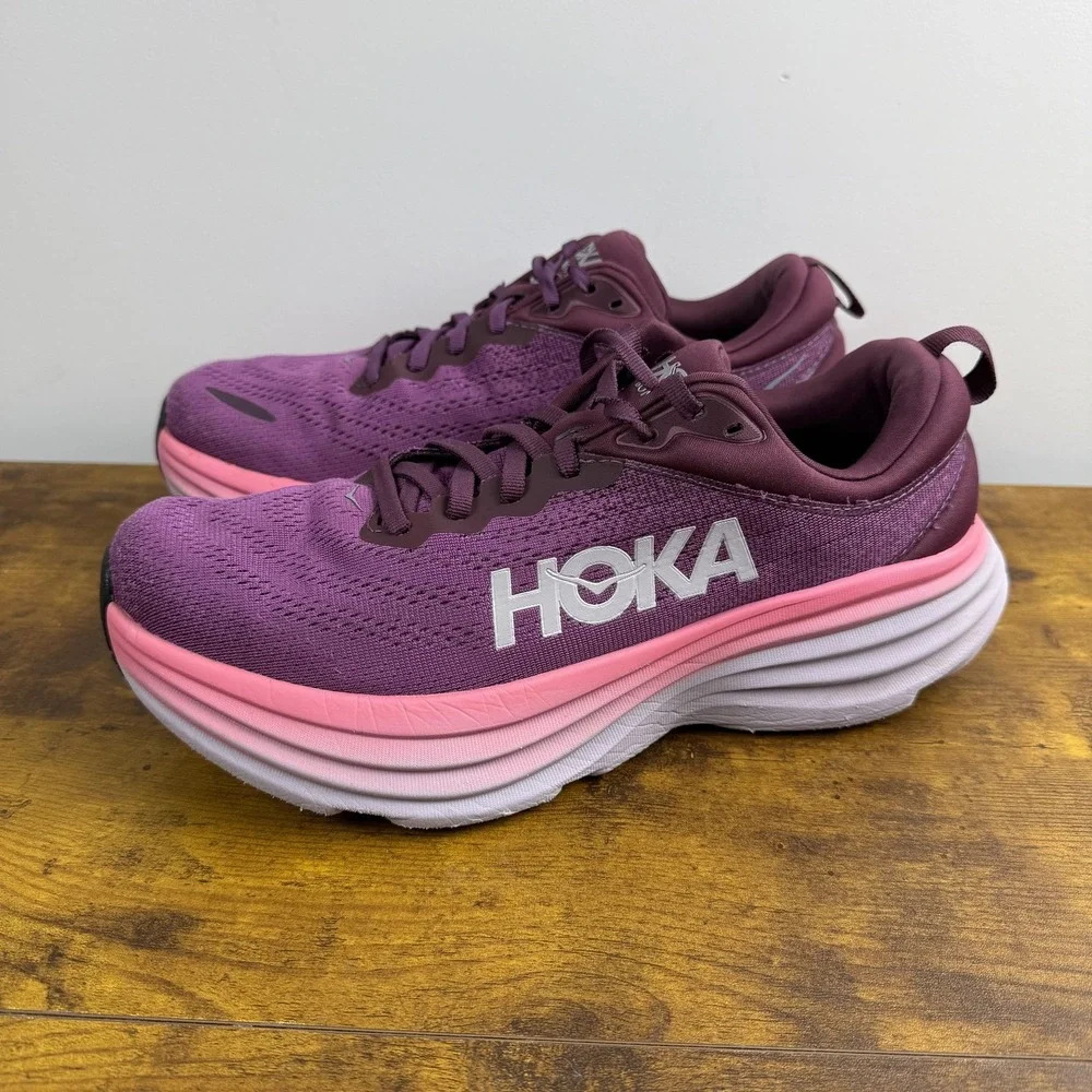 Hoka One One Bondi 8 Shoes Womens Size 9.5 Purple Running Cushioned 1127952 - Picture 2 of 13